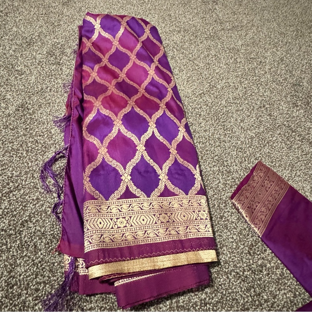 Stunning purple Banarasi silk saree